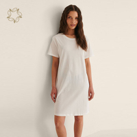 Pur coton femmes t-shirt robe écologique surdimensionné t-shirt durable longue t-shirt robe à manches courtes