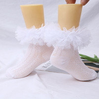Nouvelles chaussettes de danse respirantes et confortables pour filles, en maille à quatre couches avec dentelle, collection automne 2026
