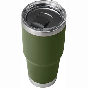 Vaso aislado al vacío de doble pared, tazas de acero inoxidable para café, té y cerveza, con tapa y paja, 30oz