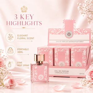 Elegant <b>Pink</b> Floral 30ml Women Perfume Long Lasting High Fragrance Lady Scent EDP <b>Spray</b> 12Pcs in One Display Box for Retail - Product Image 1
