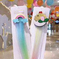 Nouvelles pinces à cheveux scintillantes pour enfants, perruque queue de cochon, pince à cheveux licorne à paillettes, accessoires de cheveux arc-en-ciel pour filles