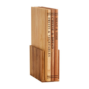 Solid Wood Book Shaped Cutting Board <b>Set</b> With Base Household Multifunctional Meat Vegetable Food Sorting Chopping Block - Product Image 5