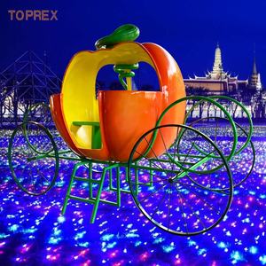 Nouveau chariot de citrouille personnalisable de conception d'halloween en plein air grandes sculptures 3D citrouille géante en fibre de verre - Product Image 2