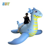 Jouet gonflable géant bleu pour la baignade, animal sauteur à roulettes, bateau de dessin animé, flotteur en PVC, dragon rouge