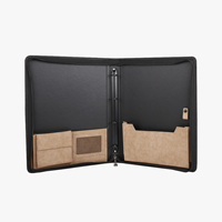Carpeta de Archivos de Cuero con Textura de Terciopelo Melocotón, con Cierre de Cuatro Agujeros, Hecha a Mano