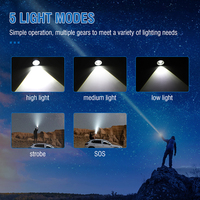 Linterna Boruit de Alta Potencia 800 Lúmenes con Zoom, Recargable por USB Tipo-C, 21700 26500, Linterna LED con Alcance de 500m