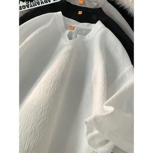 Camiseta de Verano para Hombre, Estilo Vintage, Transpirable, de Manga Corta, con Cuello Redondo, Texturizada, con Cuentas y Diseño Sólido - Product Image 4