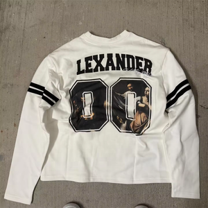 Fabricante personalizado Dtg impresión bordado manga larga Camiseta hombre francés Terry 100% algodón hombres cuello redondo sudadera - Product Image 2