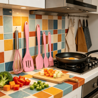 Ensemble de pâtisserie en silicone antiadhésif durable de 5 pièces, boîte cadeau, outils de pâtisserie résistants à la chaleur, anti-rayures, idéal pour les boulangers à domicile et les débutants.