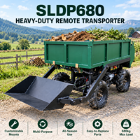 Chariot de transport RC SLDP680 certifié CE/EPA, chariot électrique tout-terrain télécommandé pour la manutention des matériaux dans les vergers