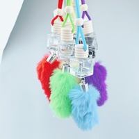 Diffuseur de parfum pour voiture en verre avec pompon suspendu, bouteille d'huile essentielle, flacon de parfum pour voiture FLC0121