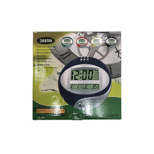 Electronic Clock 3885N Oval Digital With Calendar Alarm Timer Thermometer Battery Powered Wall Or Desktop Use - Product Image 1