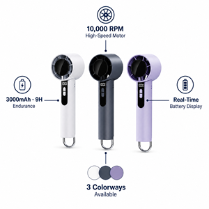 Kipas Pendingin <span class=keywords><strong>Mini</strong></span> Portabel Genggam Kecepatan Tinggi Motor Tanpa Sikat 100 Tingkat 3000mAh Lipat USB Elektrik Layar LED Dapat Diisi Ulang - Product Image 5