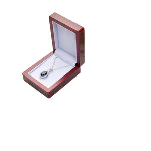 Glossy Red Wood <b>Necklace</b> <b>Box</b> Flip-Top Pendant Jewelry <b>Gift</b> <b>Box</b> with Velvet Lining - Product Image 1