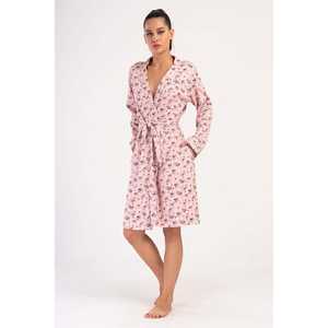 Women's Floral Print Interlock Long-Sleeve Bathing <b>Robe</b> Free Size Dressing Gown with Pockets XS Breathable <b>Bridal</b> Homewear - Product Image 4