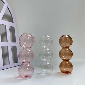 Usine À La Main Trois Boules Cylindrique Vase En Verre Vase <span class=keywords><strong>De</strong></span> Bureau Pièce Décorative Arrangement <span class=keywords><strong>De</strong></span> Fleurs Vase En Verre - Product Image 5