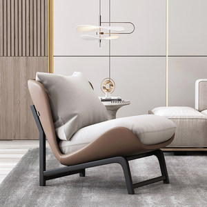 Fauteuil en cuir minimaliste <span class=keywords><strong>italien</strong></span>, chaise longue moderne nordique pour balcon, salon, fauteuil design, mobilier d'hôtel - Product Image 1