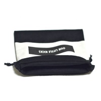 Sac d'emballage en coton et lin noir écologique pour outils et bijoux avec cordon de serrage et logo personnalisé, patch en coton