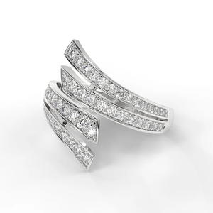 Axiom Sculptural Triple Band <b>Ring</b> in 925 Sterling Silver with 18K White <b>Gold</b> Plating and Brilliant Cut Diamond <b>Set</b> - Product Image 4