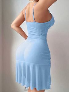 Lencería Sexy Transparente de Encaje para Mujer SFY-B071, Ropa de Dormir de Verano, Seda, Espalda Descubierta, Falda en Forma de V Invertida, Logotipo Frontal - Product Image 3