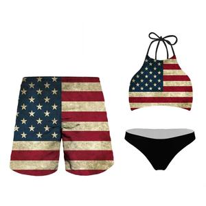 Traje de Baño de Lujo Personalizado de Alta Calidad para Parejas, Bikini Arcoíris, Ropa de Playa para Mujer y Hombre, Conjunto de 3 Piezas, Spandex/Poliéster de Secado Rápido - Product Image 2