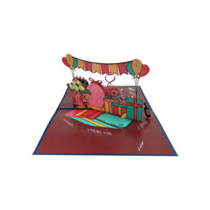 بطاقة تهنئة ثلاثية الأبعاد قابلة للطي متعددة الألوان للبيع الساخن، بطاقة شكر بالجملة، بطاقة تهنئة للعطلات بزهور الخوخ لأعياد الميلاد - Product Image 6