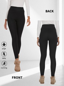 Leggings thermiques doublés en polaire pour femmes, taille haute, épais, chauds, élastiques, pour l'entraînement en hiver et les activités de plein air - Product Image 3