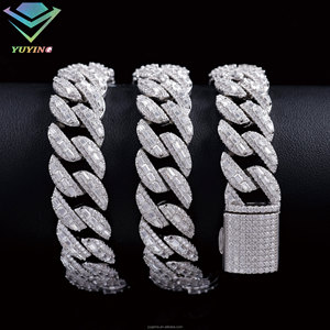 VVS Moissanite GRA ใบรับรอง925เงิน18K ชุบทอง18K สร้อยข้อมือฮิปฮอปโซ่เพชรมรกตตัดกระพุ้งเย็นคิวบา - Product Image 1