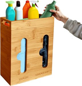 Dispenser <span class=keywords><strong>per</strong></span> Sacchetti della Spazzatura in Bambù <span class=keywords><strong>per</strong></span> Cucina, Finitura Laccata, Organizzatore <span class=keywords><strong>per</strong></span> Dispensa e Lavello, Portarotoli <span class=keywords><strong>per</strong></span> Appartamenti e Case - Product Image 4