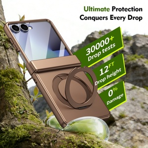 เคสโทรศัพท์แม่เหล็กแบบด้านขั้นสูงสำหรับ Samsung Z Flip 8 7 6 5 พร้อม 360 องศา °   ขาตั้งวงแหวนโลหะ ตัวป้องกันหน้าจอแบบกันกระแทก - Product Image 5
