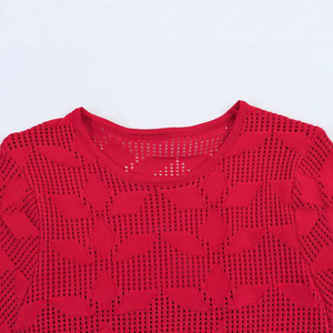 Fabricant de pulls sur mesure OEM ODM, <span class=keywords><strong>pull</strong></span> à manches courtes pour <span class=keywords><strong>femme</strong></span>, col rond en pointelle, haut tricoté pour <span class=keywords><strong>femme</strong></span>, style business décontracté - Product Image 2