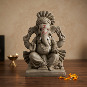 Figura Decorativa de Ganesha Hecha a Mano con Arcilla Ecológica, Arte Tradicional Indio para Festivales, Hogar, Templo u Oficina - Product Image 1