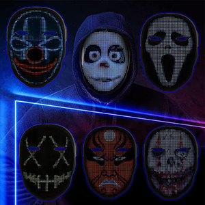 Cosplay — masque lumineux à LED pour hommes et femmes, effrayant, lueur, Halloween, avec application Bluetooth, Programmable, pour déguisement et fête - Product Image 4