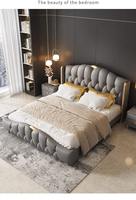 Fabricantes de Muebles de Dormitorio de Calidad, Cama King Size de Lujo Moderna con Estructura de Cuero, Cabecera Tapizada de Cuero para Cama Doble Alta