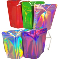 Sac métallique refermable à zip-lock en mylar holographique à paillettes laser imprimé anti-odeur personnalisé