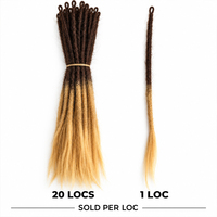 Extensions de dreadlocks pré-bouclées 100% cheveux humains, faites à la main, style caucasien, ombré brun à blond avec pointes lâches, vendues à l'unité