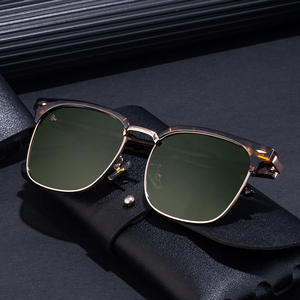 แว่นกันแดดโพลาไรซ์แบบครึ่งกรอบสำหรับผู้ชาย รุ่น Dl D6375 กรอบโลหะ TAC เลนส์ป้องกันรังสียูวี 400 สีดำ ระดับ 2 - Product Image 1