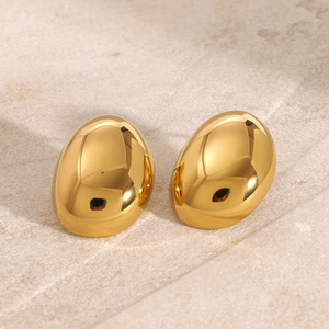 Pendientes de Oro Pulido Ovalados, Acero Inoxidable 18k, Joyería de Moda, Regalo, Pendientes para Mujer, Diseño Geométrico, Accesorios Modernos - Product Image 2