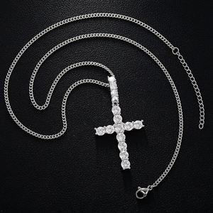 Ciondolo croce di diamanti di alta qualità gioielli da donna collana con ciondolo croce in argento Sterling 925 VVS <span class=keywords><strong>Moissanite</strong></span> - Product Image 4