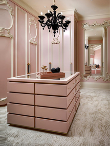 Îlot de dressing minimaliste avec dessus en verre, commode, îlot de dressing avec rangement central en bois massif - Product Image 5
