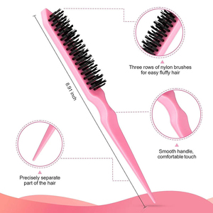Lot de 4 brosses et peignes à cheveux : brosse à bords en plastique, brosse à démêler, peigne à queue de <span class=keywords><strong>rat</strong></span> et peigne à dents larges pour hommes et femmes - Product Image 2