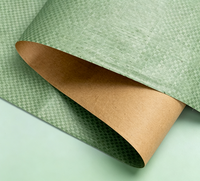 Sac d'emballage en tissu tissé PP laminé, simple face, en papier kraft vierge, imperméable, avec film vert, vente en gros