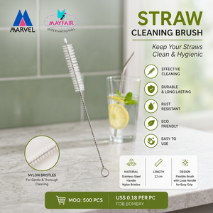 Brosse de nettoyage pour pailles métalliques, réutilisable, design minimaliste, pour le lavage des tasses et accessoires de bar - Product Image 2