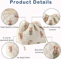 Sac de maquillage matelassé en coton avec cordon de serrage, esthétique Coquette, mignon, pour voyage, sac cosmétique, sac cadeau à cordon de serrage, vente en gros