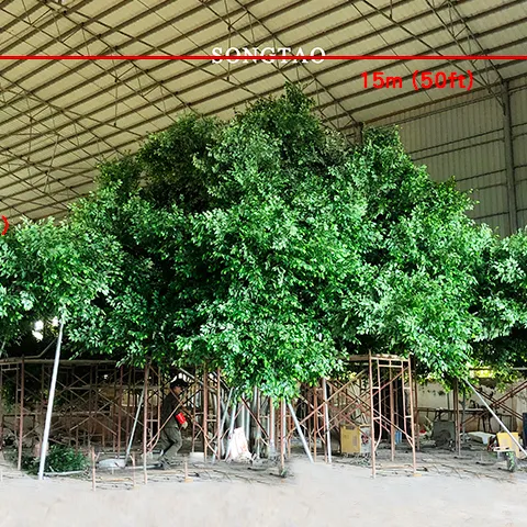Árvores artificiais de alta qualidade, árvores ficus de seda enorme decorativa com 50 pés