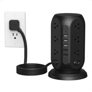 Multiprise <span class=keywords><strong>TESSAN</strong></span> avec protection contre les surtensions, 10 pieds, prise plate noire, 12 prises, 5 ports USB (2 C 3 A), interrupteurs individuels pour - Product Image 1