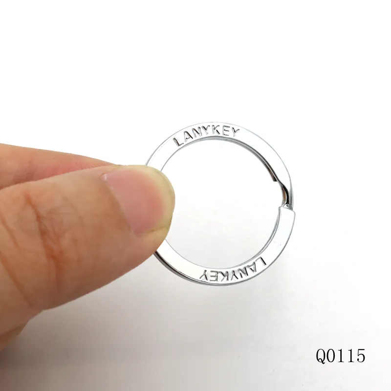 Пользовательские хромированные цветные металлические плоские брелоки с гравировкой логотипа раздельные кольца для аксессуаров