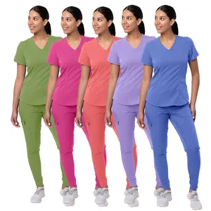 Cheap Custom Women Hospital Scrub Set Tunic Spa Uniform Fashion Scrubs Athletic Joggers Suit Medical Uniforms