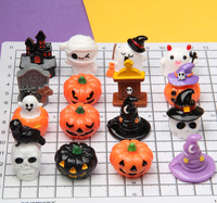 Design 3D Halloween Résine Artisanat Squelette Citrouille Résine Figurines Miniatures Micro Paysage Décoration Accessoires Motif Animal