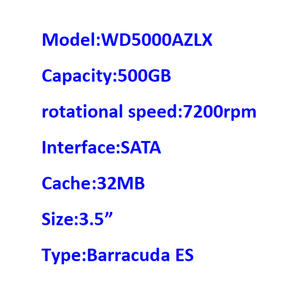Disco duro interno de rendimiento negro <span class=keywords><strong>WD</strong></span> de 500GB <span class=keywords><strong>HDD</strong></span> - 7200 RPM, SATA 6 Gb/s, caché de 64 MB, 3,5 " - WD5003AZEX WD5000AAKX - Product Image 1